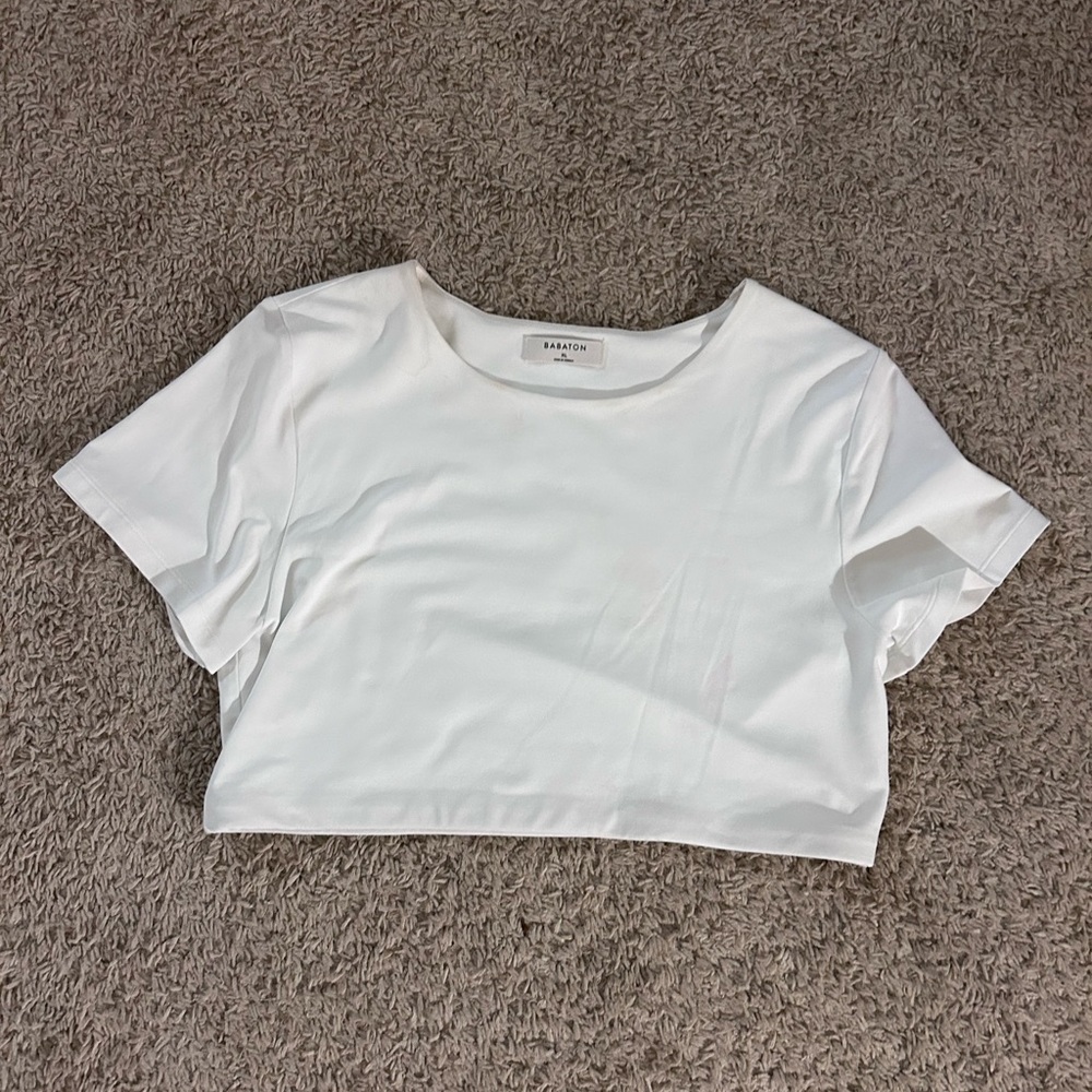 Super cute cropped white tee! size XL! - Picture 2 of 5